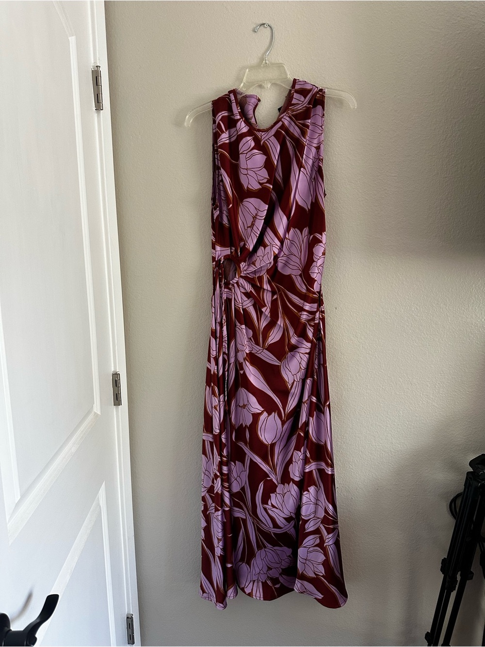 House of Harlow Satin Cutout Floral Maxi